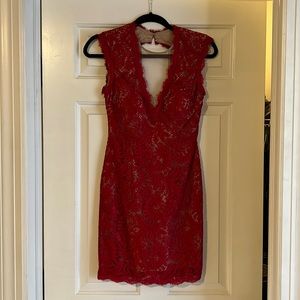 Aqua red lace dress